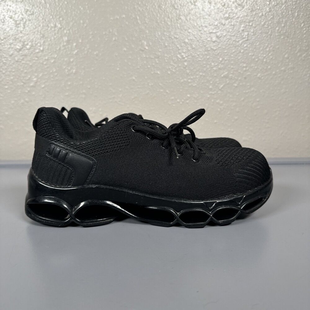DYKHMILY D11876‎ Black Steel Toe Work Shoe Sneakers Men's 5.5 / Women's 7